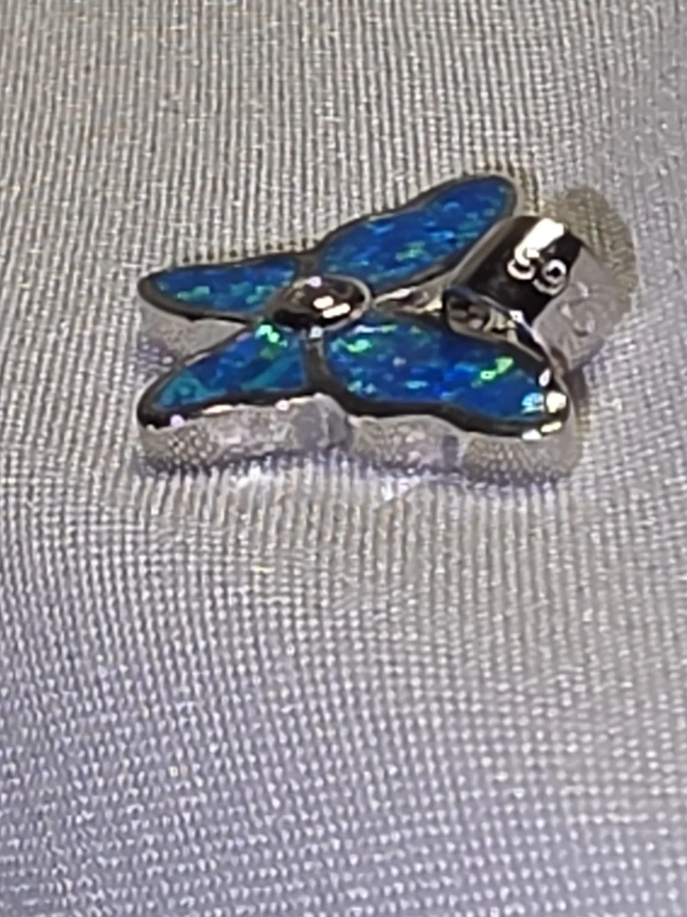 Blue Opal Butterfly Pendant - Sterling Silver